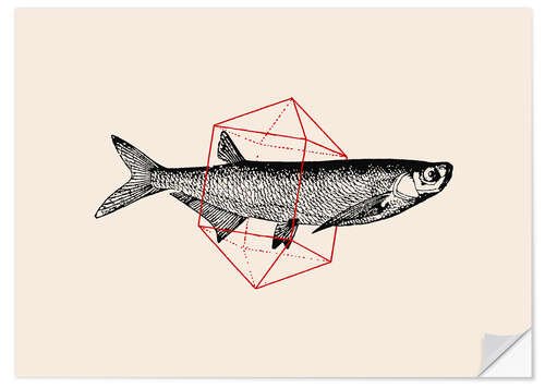 Muursticker Fish In Geometrics II