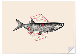 Selvklebende plakat Fish In Geometrics II