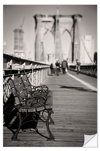 Selvklæbende plakat Bench on Brooklyn Bridge