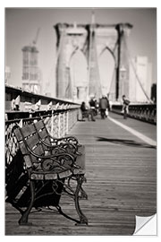 Selvklæbende plakat Bench on Brooklyn Bridge