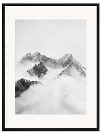 Gerahmter Kunstdruck Wolkige Berggipfel