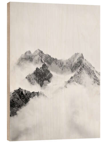 Wood print Cloudy mountain peaks