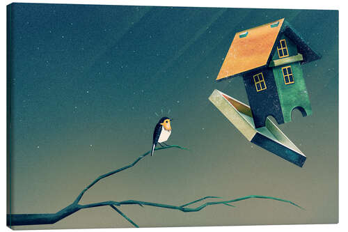 Stampa su tela Flying Bird House