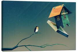 Canvas print Flying Bird House