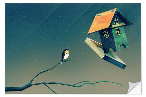 Selvklebende plakat Flying Bird House