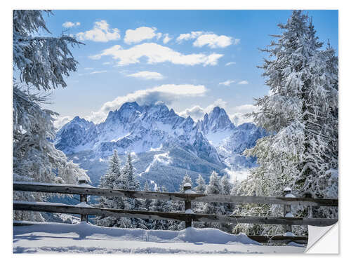 Sticker mural Winter in the Sesto Dolomites, South tyrol, Italy