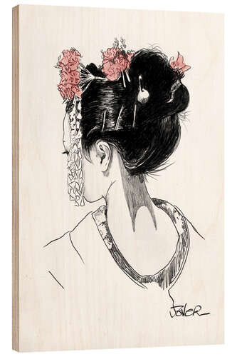 Cuadro de madera La mirada de la geisha