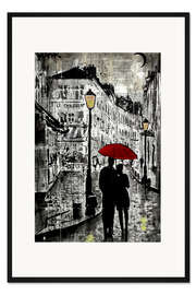 Gerahmter Kunstdruck Die verregnete Promenade