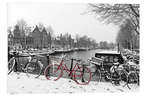 Foam board print Red bicycle in the snow