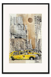 Gerahmter Kunstdruck Skizze der 5th Avenue