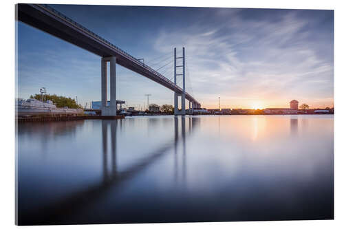 Acrylglasbild Rügenbrücke in der Abendsonne (Stralsund/Deutschland)