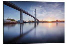 Aluminium print Rügenbrücke in the evening sun (Stralsund / Germany)