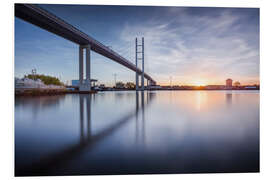 Print på skumplade Rügenbrücke in the evening sun (Stralsund / Germany)