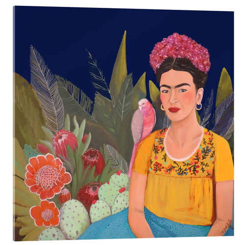 Stampa su vetro acrilico Frida Kahlo nella casa blu II