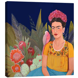 Lærredsbillede  Frida Kahlo i det blå hus II - Sylvie Demers