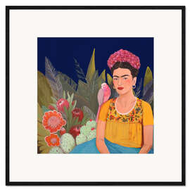 Inramat konsttryck Frida Kahlo i det blå huset II