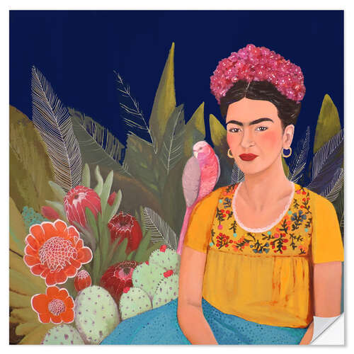 Autocolante decorativo Frida Kahlo e a casa azul II