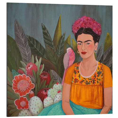 Quadro em alumínio Frida Kahlo e a casa azul