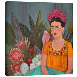Lærredsbillede  Frida Kahlo i det blå hus - Sylvie Demers