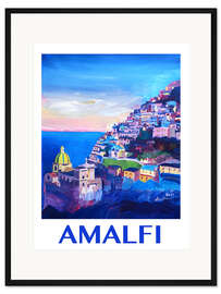 Gerahmter Kunstdruck Amalfiküste bei Sonnenuntergang IV