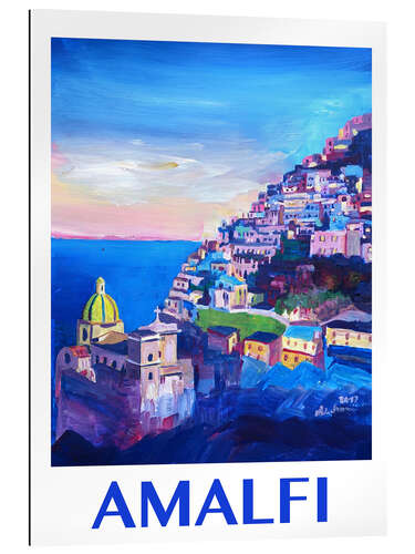 Quadro em plexi-alumínio Amazing Amalfi Coast At Sunset IV - Retro Poster Vintage Style