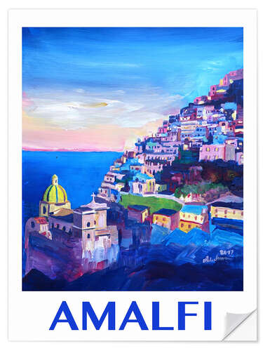 Wall sticker Amazing Amalfi Coast At Sunset IV - Retro Poster Vintage Style