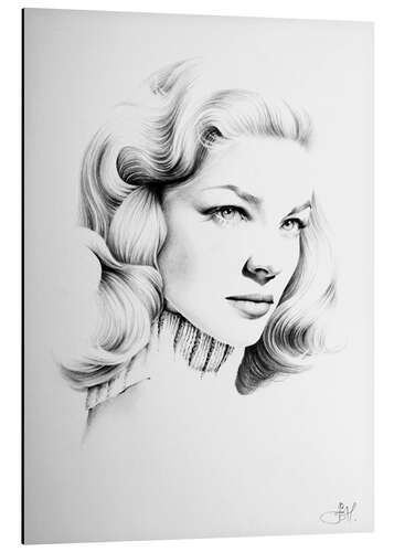 Aluminium print Lauren Bacall