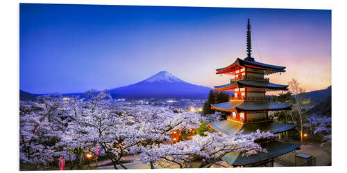 Hartschaumbild Chureito Pagode am Berg Fuji in Fujiyoshida, Japan