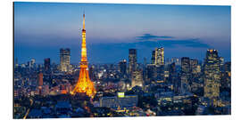 Aluminium print Tokyo skyline with Tokyo Tower at night