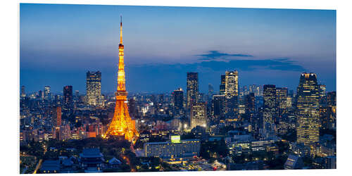 Foam board print Tokyo skyline with Tokyo Tower at night