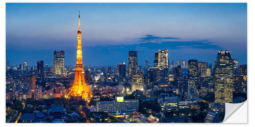 Naklejka na ścianę Tokyo skyline with Tokyo Tower at night