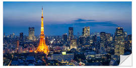 Wall sticker Tokyo skyline with Tokyo Tower at night