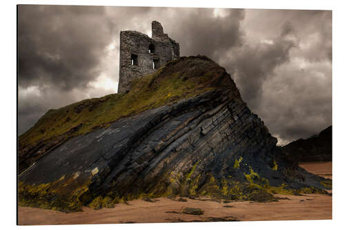 Tableau en aluminium Ruined castle in Ballybunion, Ireland