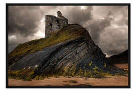Gerahmter Kunstdruck Burgruine in Ballybunion, Irland
