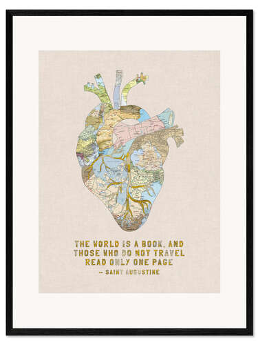 Gerahmter Kunstdruck A Travelers Heart + Zitat