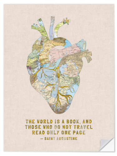 Sticker mural A Travelers Heart + Quote