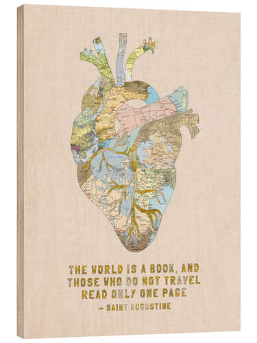 Cuadro de madera A Travelers Heart + Quote