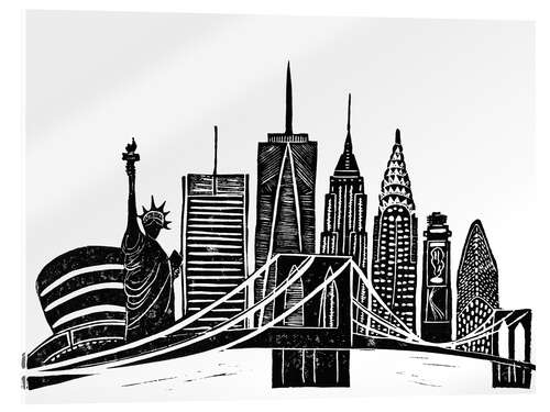 Acrylic print LINOCUT NEW YORK