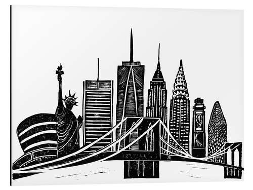 Aluminiumsbilde LINOCUT NEW YORK