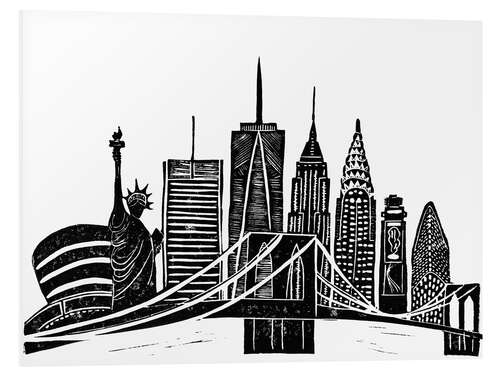 Foam board print LINOCUT NEW YORK