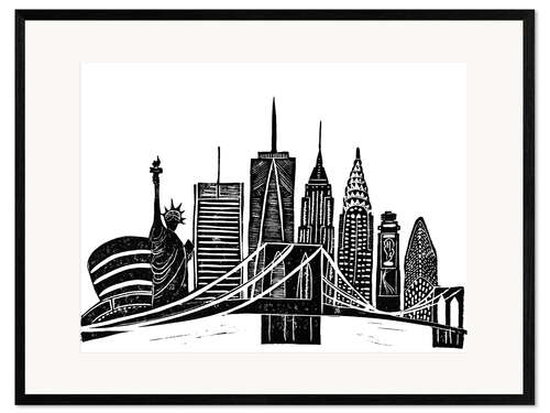 Framed art print LINOCUT NEW YORK