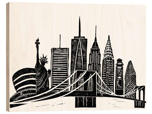 Hout print LINOCUT NEW YORK