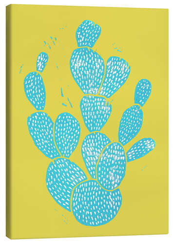 Stampa su tela Linocut Cactus - Desert Blue