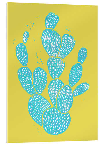 Quadro em plexi-alumínio Linocut Cactus - Desert Blue