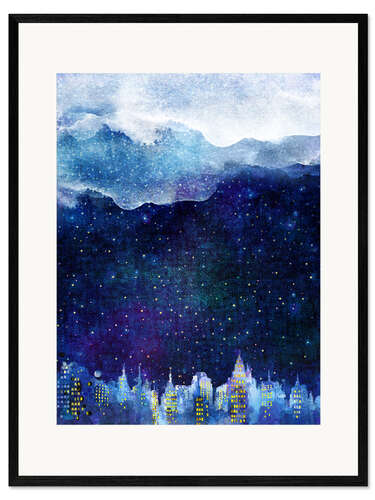 Framed art print Blue night