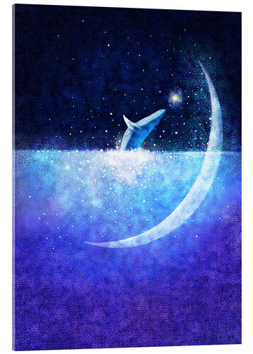 Acrylic print Blue whale and crescent