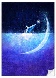 Selvklebende plakat Blue whale and crescent