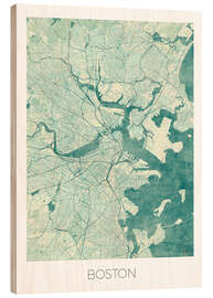 Puutaulu Boston Map Blue