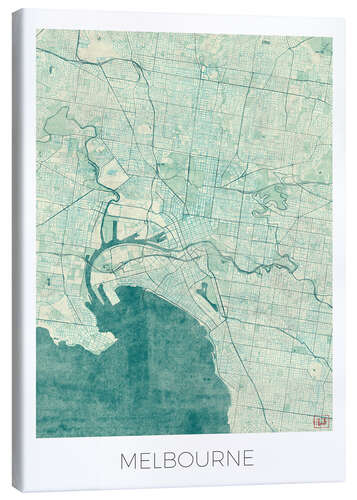 Canvas print Melbourne Map Blue