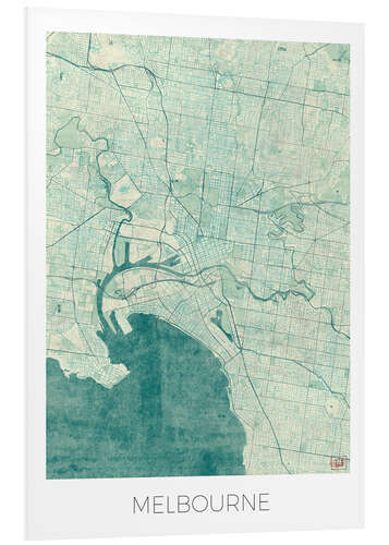 Foam board print Melbourne Map Blue